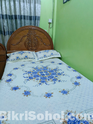 Bed & Side Table (সেগুন কাঠের খাট ও টেবিল)